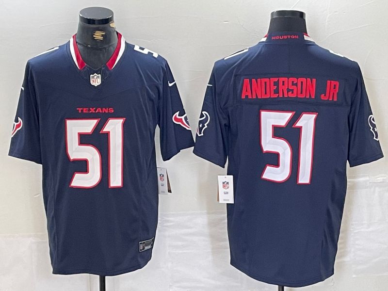 Men Houston Texans #51 Anderson jr Blue Three generations 2025 Nike Limited NFL Jersey style 2->houston texans->NFL Jersey